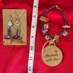 Colorful Evil Eye earring and bracelet set